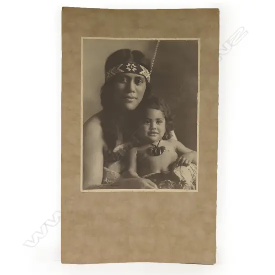C. Troughton Clark (NZ 1890-1979) Māori Mother & Child carbonette print photograph,
